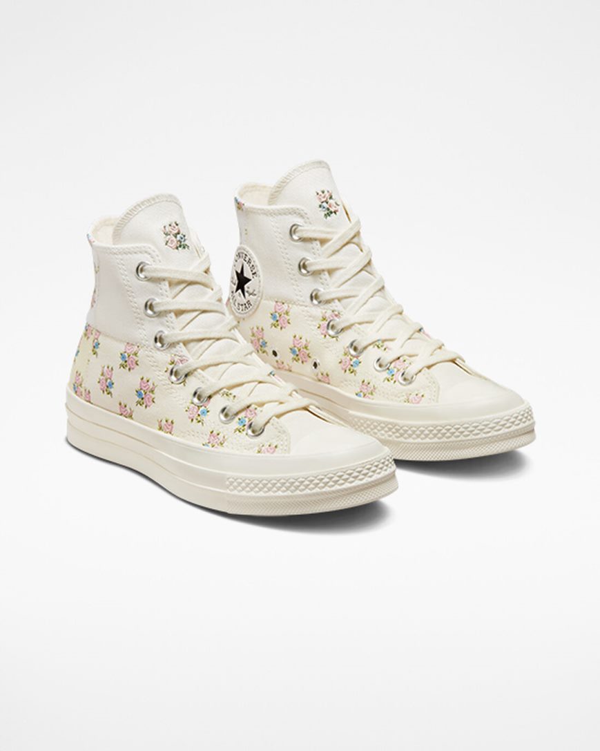 Dámské Boty Vysoké Converse Chuck 70 Patchwork Floral Béžový Bílé | CZ ZSUX60